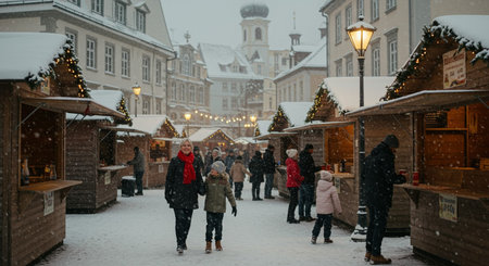 Christmas market in old town of Prague, Czech Republicの素材