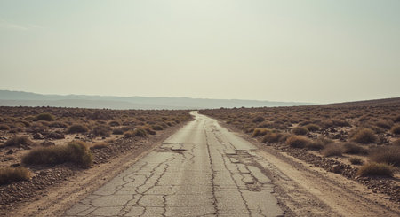 Dirt road in the Negev Desert in Israel. Vintage styleの素材