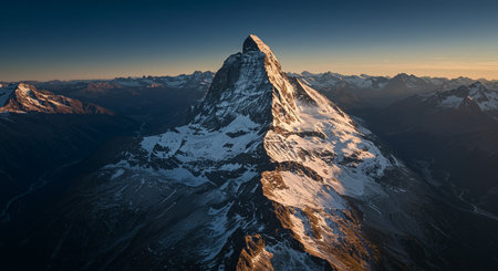 Aerial view of Matterhorn peak in Zermatt, Switzerlandの素材