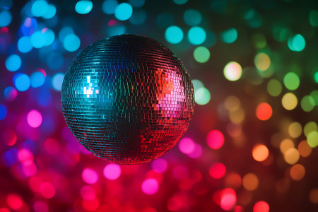disco ball on colorful bokeh background,disco ballの素材