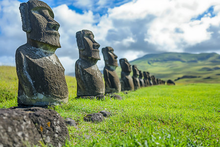 Moais at Easter Island, Rapa Nui, Chileの素材
