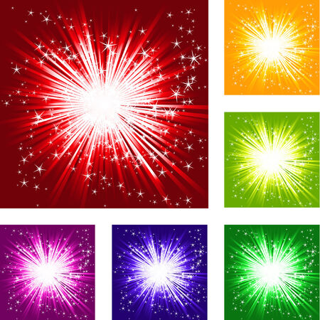 stars burst, six colored illustrationのイラスト素材