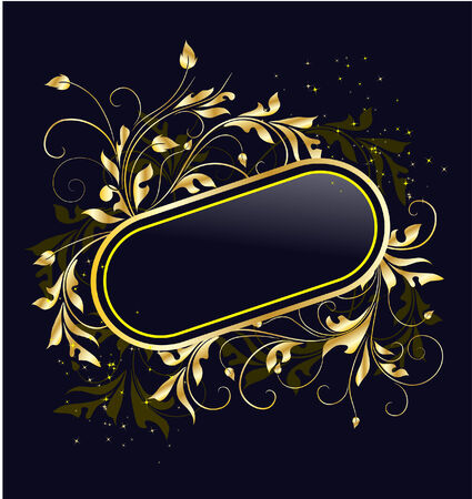 golden floral frameのイラスト素材