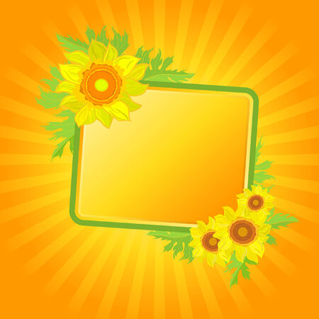 floral banner with sunflowersのイラスト素材