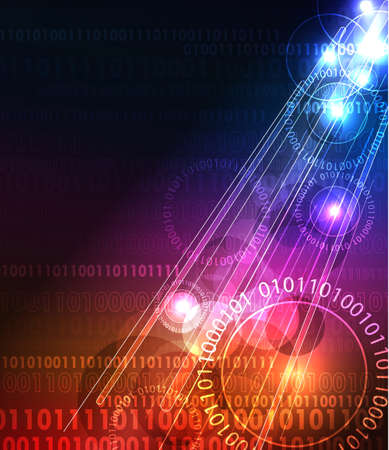 Stylized abstract background with digital symbols and glowing elementsのイラスト素材