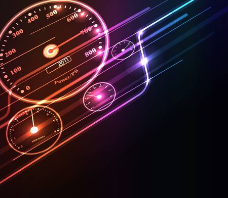 Stylized abstract background with digital symbols and glowing elements 