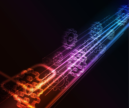 Stylized abstract background with digital symbols and glowing elements のイラスト素材