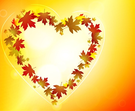 Glowing Autumn background with heartのイラスト素材