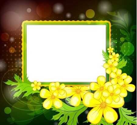 Photo frame on a floral background のイラスト素材