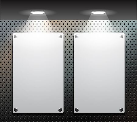 Metallic banners on a perforated backgroundのイラスト素材