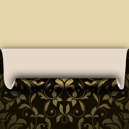 Curled of floral background page のイラスト素材