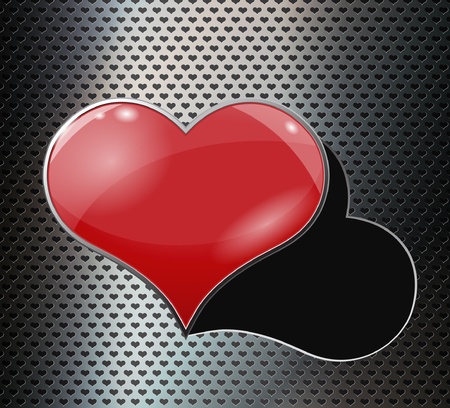 Perforated metal background with hole and heartのイラスト素材