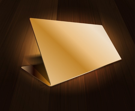 Gold name plate on wooden backgroundのイラスト素材