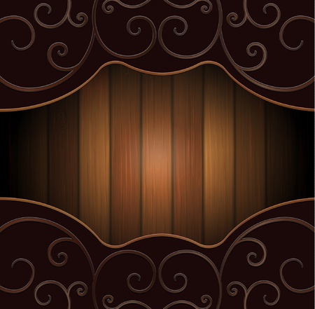 The wooden background with iron forged elementsのイラスト素材