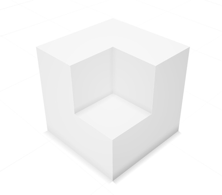 3d abstract background, cube on white background with gridのイラスト素材