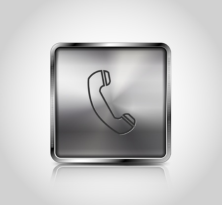 Metallic web icon with reflection and shadows, vector illustrationのイラスト素材