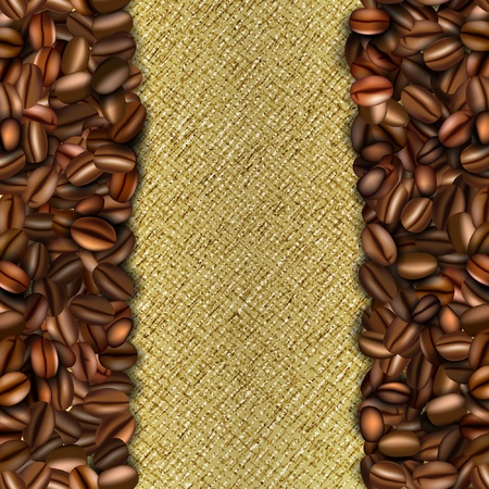 Burlap background with coffee beansのイラスト素材