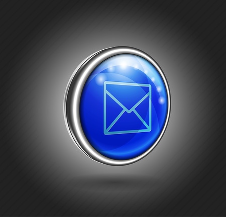 3d icon blue glass with metal shell, emailのイラスト素材