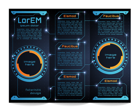 Tri-fold brochure template, Futuristic HUDのイラスト素材