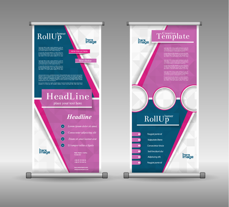 Roll Up Banner Abstract Geometric Colourful Design, Advertising Backgroundのイラスト素材