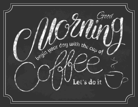 Good Morning lettering. Coffee quotes. Hand written design.のイラスト素材