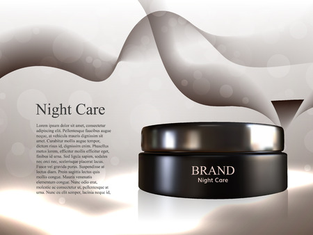 Cream mask bottle isolated on glowing background . 3D Realistic vector illustrationのイラスト素材