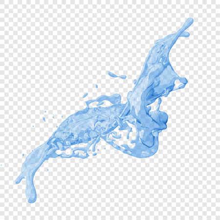 Transparent water splashes and drops in blue colors, isolated vector illustrationのイラスト素材