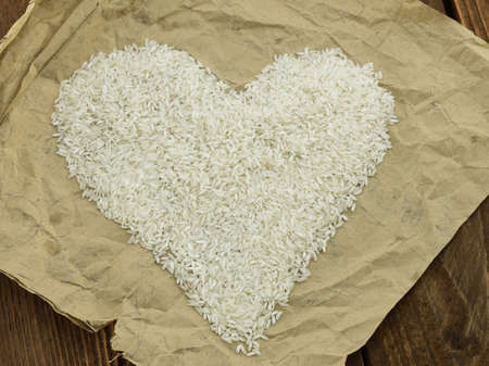 The white rice seeds on the wrapping-paperの写真素材