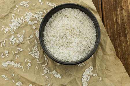 The rice seeds in the brown limpetの写真素材