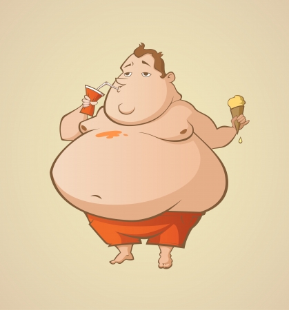 Fat summer beach manのイラスト素材