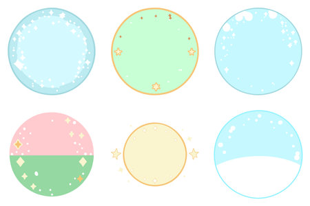 graphic illustrated Christmas Snow Star Circle Border Frame Set Round Backgrounds vectorのイラスト素材