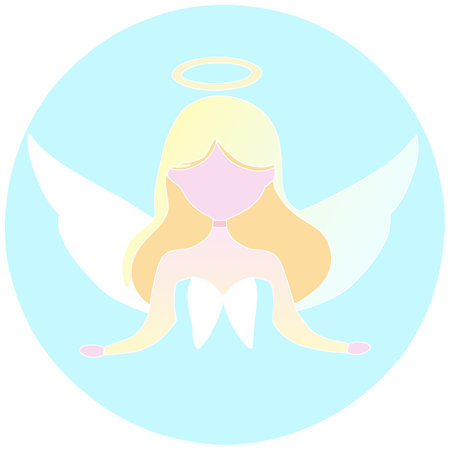 graphic illustrated Angel girl blond hair white wings blessing open hands vectorのイラスト素材