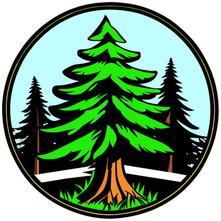 graphic illustrated Pine tree forest Christmas illustration vectorのイラスト素材