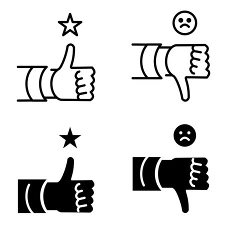 graphic illustrated Hand thumb up and thumb down satisfaction icon setのイラスト素材