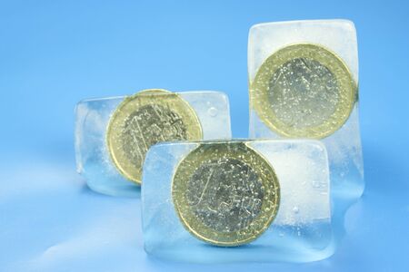euro coin frozenの写真素材