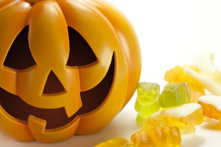 halloween pumpkin orange toy isolatedの写真素材