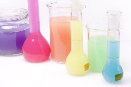 glass bottles with primary and secondary colors