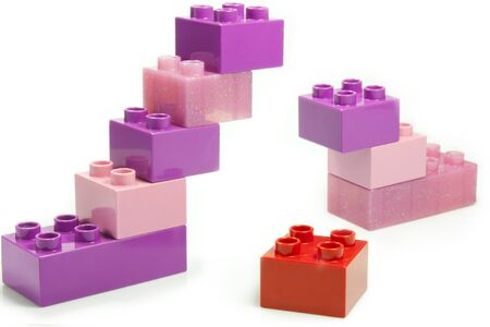 toy bricks of different colors joined togetherの写真素材