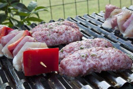 grill for barbecue over hot coalsの写真素材