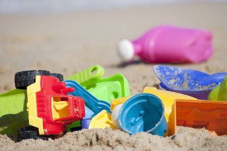 gear and beach toys for childrenの写真素材