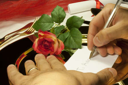 romantic dinner for wedding anniversaryの写真素材