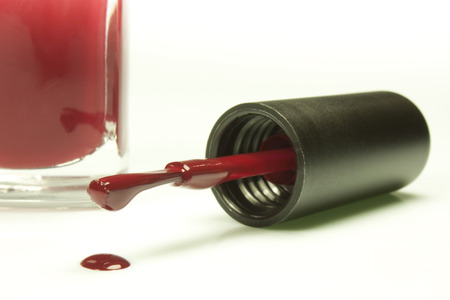 brush for nail polish color redの写真素材