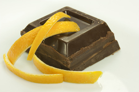 orange peel and chocolate bar piecesの写真素材