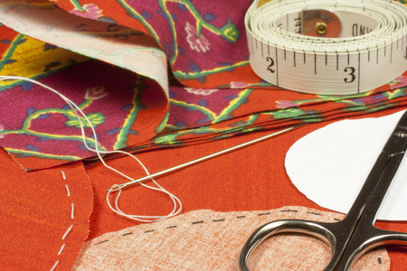 fabrics and tools to create decorations alone