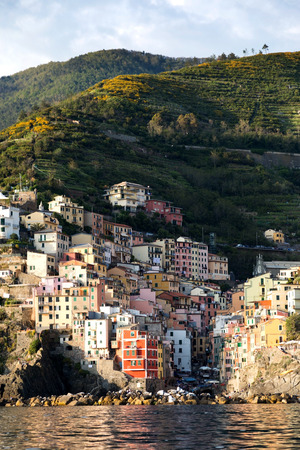 view of a picturesque village perched on a rockの写真素材