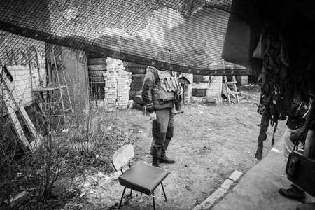 War in Eastern Ukraine brokem Land stayのeditorial素材