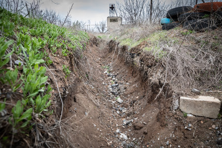 War in Eastern Ukraine brokem Land stayのeditorial素材