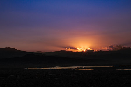 Sunset in the desert of Eilat, Israel, Africaの写真素材
