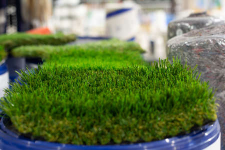 detail photo of artificial grass for soccer fieldの写真素材