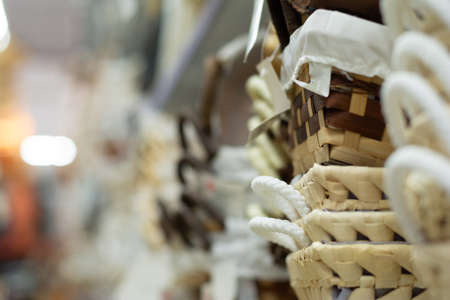 detail of baskets made with natural materialsの写真素材